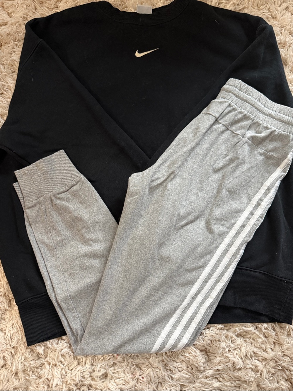 adidas Gray Three-Stripe Track Pants